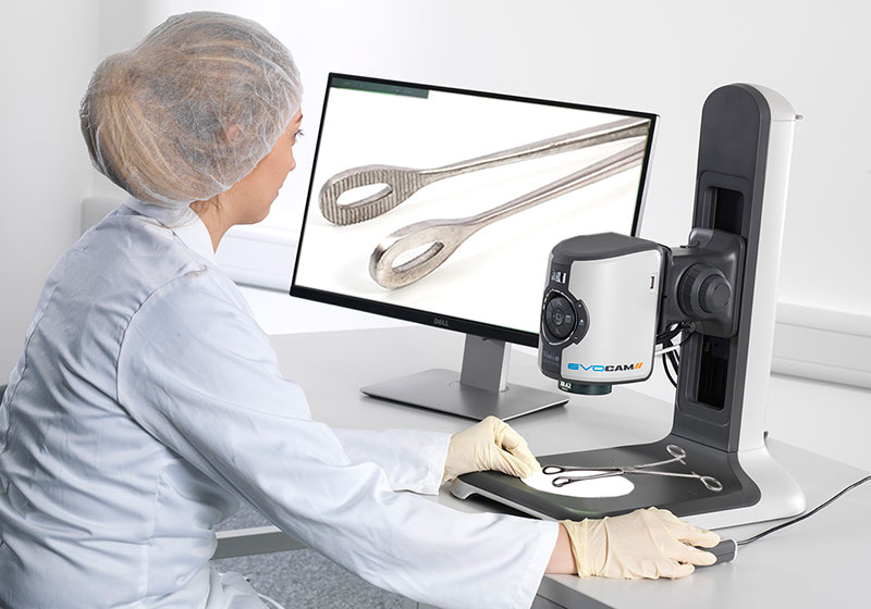 evo-cam-ii-sterilization-inspection-800x560px Woman conducting sterilization tool inspection with digital microscope