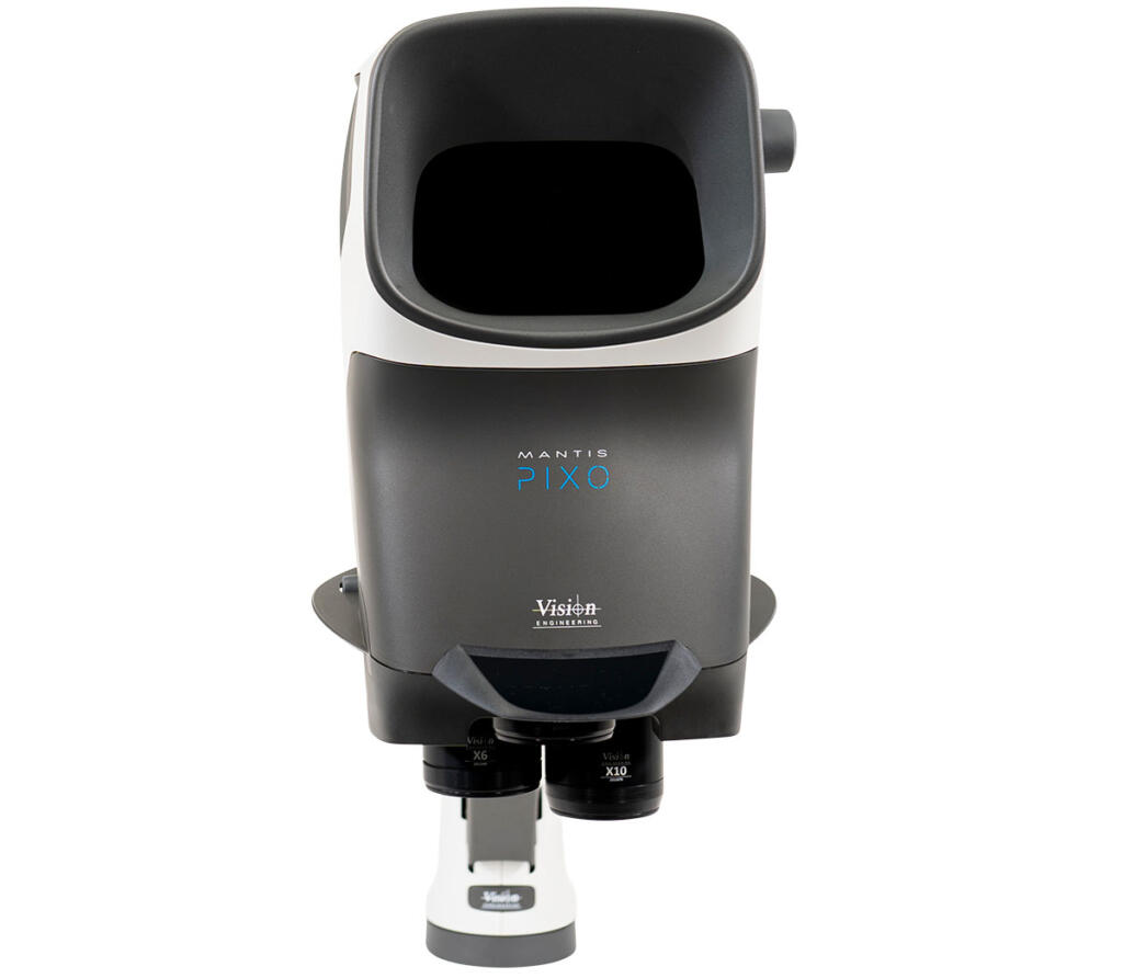 Mantis PIXO stereo microscpe on Verso Arm front view