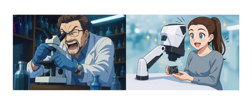 Anime characters with different microscope experiences
