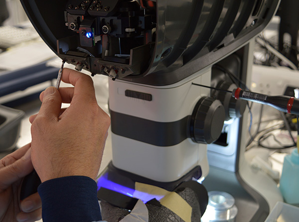 Lynx EVO microscope being serviced