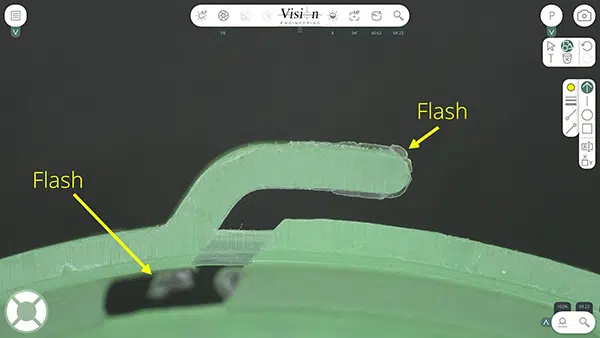 AURA-SS-Annotation-Plastic-Flash-600×338 バリを示すプラスチック部品への注記